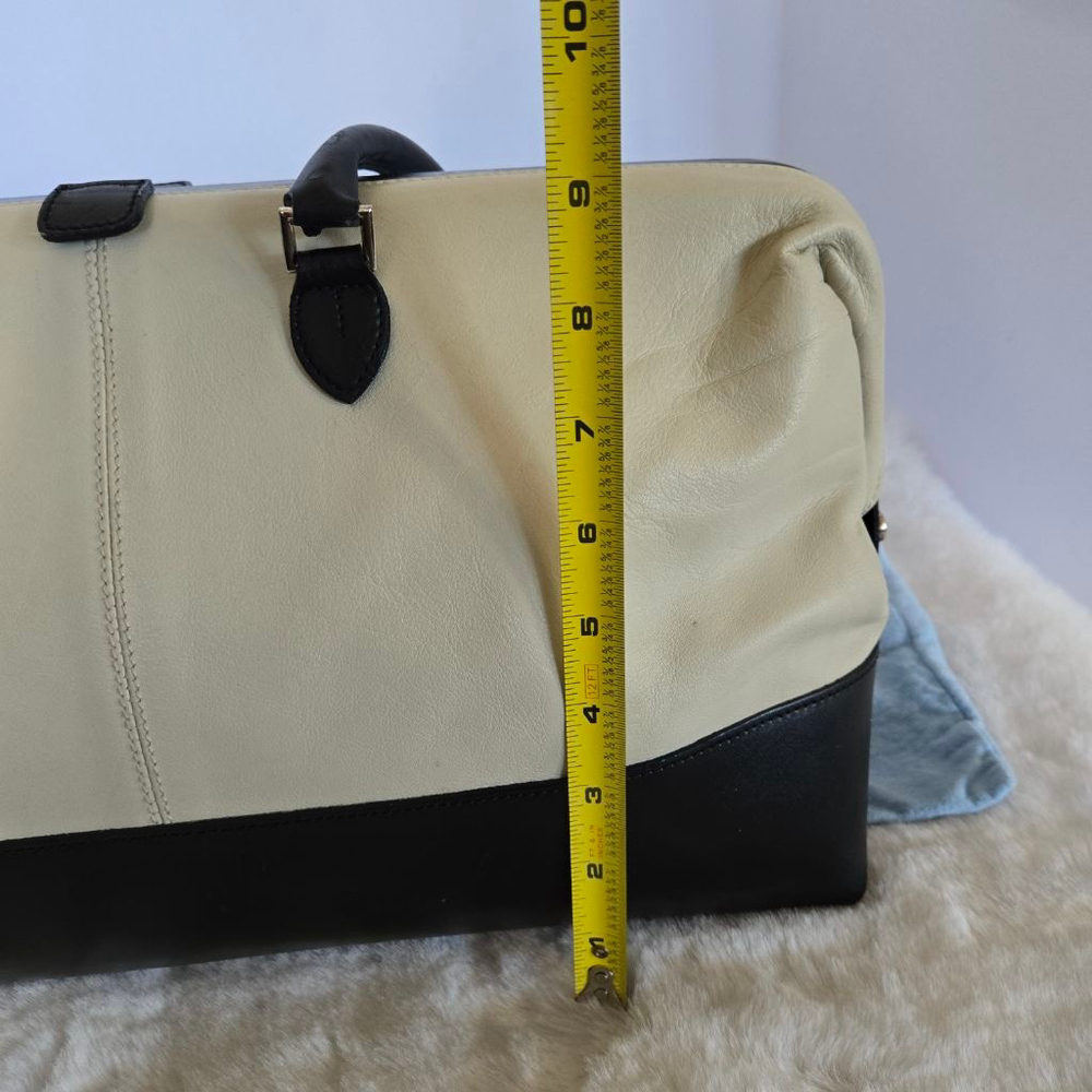 Vintage Furla Two Toned Cream & Black Leather "Doctors" Satchel Handbag - Picture 10 of 15